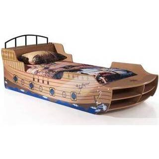 👉 Bruin MDF Vipack bed Piratenboot - 63x94,6x248 cm Leen Bakker 5420070211468