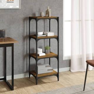 👉 Boekenkast hout 40x33x100 cm bewerkt gerookt eikenkleurig 8720287196969