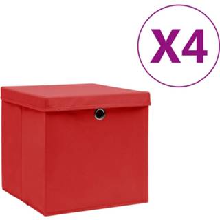 👉 Opbergbox rood Opbergboxen met deksels 4 st 28x28x28 cm 8720286087374