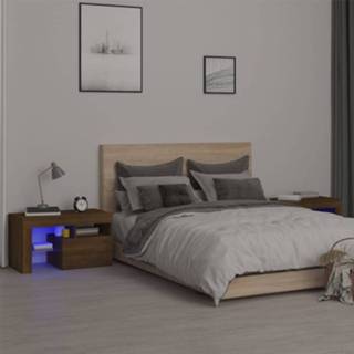 👉 Nachtkastje Nachtkastjes 2 st met LED-verlichting 70x36,5x40 cm bruineiken 8720845649258