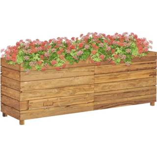 👉 Plantenbak teakhout staal verhoogd 150x40x55 cm gerecycled en 8719883760735
