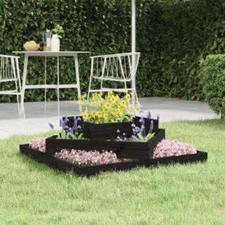 👉 Plantenbak zwart grenenhout 83x83x27 cm massief 8720845678333