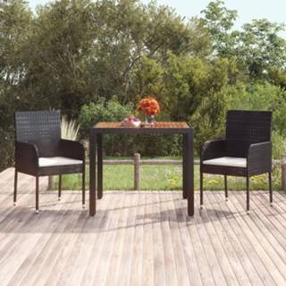 👉 Terrastafel zwart houten Tuintafel met blad 90x90x75 cm poly rattan 8720845679590