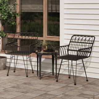👉 Terrasstoel zwart Tuinstoelen 2 st met armleuning 56x64x80 cm PE-rattan 8720845557850