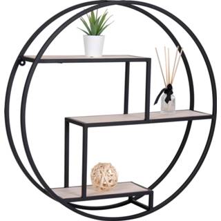 👉 Plank zwart hout Rotterdam Shelf - Ronde met frame en naturel 5713917005949