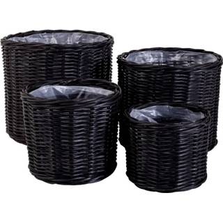 👉 Ronde mand zwart kunststof mannen Bogor Baskets - 4 manden in met binnenkant 5713917009428