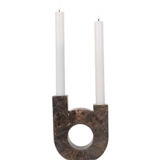 👉 Kandelaar bruin marmer - in met dubbele houder 12x3,5x14 cm 5713917018734