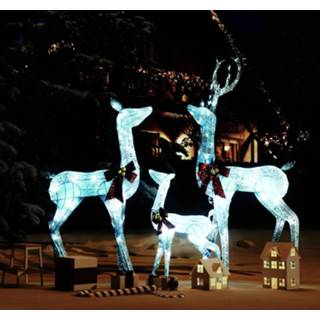 👉 Kerstversiering wit zilverkleurig rendierfamilie 201 LED's en 8720286414620