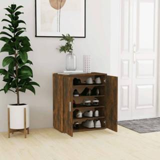 👉 Schoenenkast hout 60x35x70 cm bewerkt gerookt eikenkleurig 8720286956731