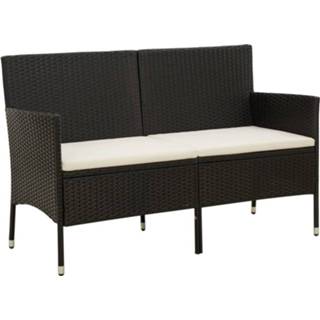 👉 Tuinbank zwart 3-zits met kussens poly rattan 8720286917749