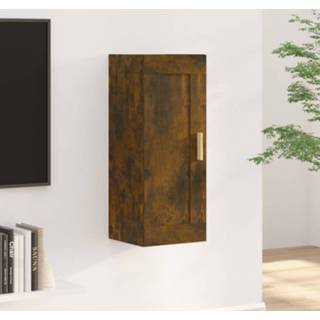 👉 Wandkast hout 35x34x90 cm bewerkt gerookt eikenkleurig 8720287085751