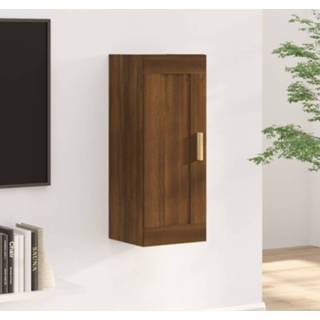 👉 Wandkast hout 35x34x90 cm bewerkt bruineikenkleurig 8720287085775