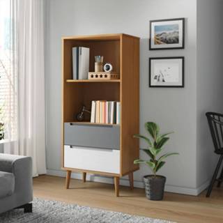 👉 Boekenkast bruin grenenhout 60x35x133,5 massief 8720845542245