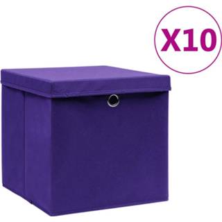 👉 Opbergbox paars Opbergboxen met deksels 10 st 28x28x28 cm 8720286087312