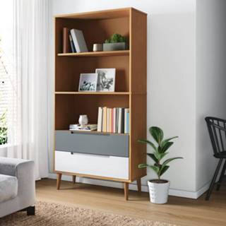 👉 Boekenkast bruin grenenhout 85x35x170,5 massief 8720845542276