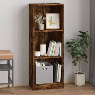 👉 Boekenkast hout 3-laags 40x24x109 cm bewerkt gerookt eikenkleur 8720845693336