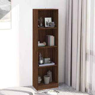 👉 Boekenkast hout met 4 schappen 40x24x143 cm bewerkt bruineiken 8720845693329
