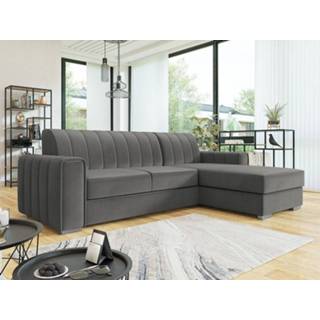 👉 Hoekbank grijs KENZA met longchair rechts 5400943261660