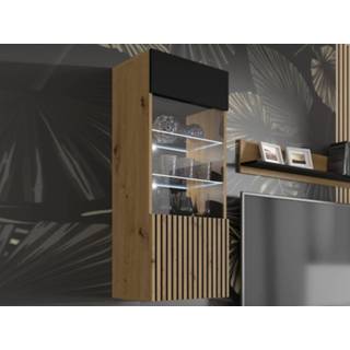 Vitrinekast zwart eik ORISA 1 deur zwart/artisan zonder led 5400943274165
