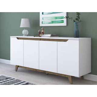 👉 Dressoir wit GOLDAS 4 deuren wit/walnoot 5400943274509