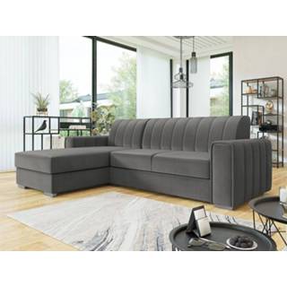 👉 Hoekbank grijs KENZA met longchair links 5400943261653