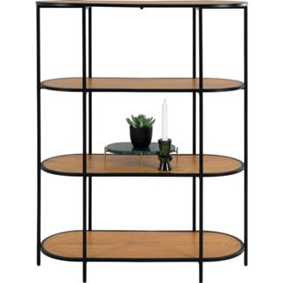 👉 Plank zwart Vita Shelf - Ovale met frame en 4 eikenlook planken 5713917018864