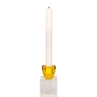 👉 Kandelaar glas - in amber/helder 6x6x10 cm 5713917019878