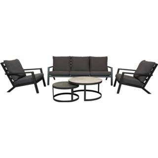 👉 Loungestoel aluminium grijs Qopps Atlanta loungeset 3-zits 2 loungestoelen met Sprog tafel set