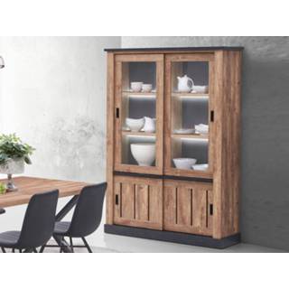👉 Vitrinekast eik ETOILE 4 schuifdeuren industriële 5400943272857
