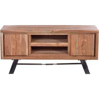 👉 Acaciahout Acaciahout#Metaal bruin TV-meubel Louis - 130x60x40 cm Leen Bakker 4055195112218