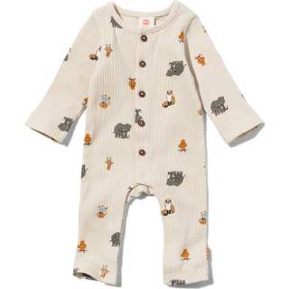 Jumpsuit katoen ecru baby meisjes HEMA Newborn Wafel (ecru)