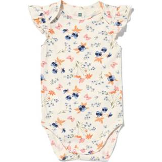 Rompertje baby meisjes gebroken wit katoen HEMA Romper Met Stretch Bloemen (gebroken wit)