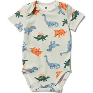 Rompertje baby jongens lichtgroen groen katoen HEMA Romper Met Stretch Dino (lichtgroen)