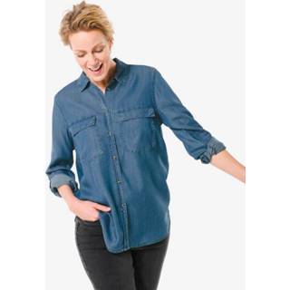 👉 Dames blouse lyocell s m vrouwen XL middenblauw l blauw HEMA Lacey (middenblauw) 8720354597934 8720354597927 8720354597941