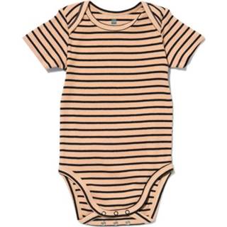 👉 Rompertje elastaan bamboe baby meisjes beige HEMA Meegroei Romper Rib Met Stretch Strepen (beige)