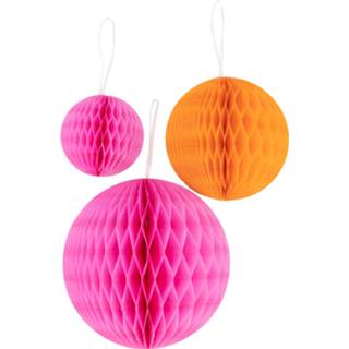 👉 Honeycomb bal papier unisex rood roze Honeycombs - 3 Stuks 8718537662777