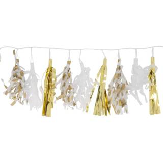 👉 Slinger goud unisex wit Met Kwastjes 3m 8720354030950