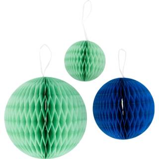 Honeycomb bal papier unisex groen blauw Honeycombs - 3 Stuks 8718537662784