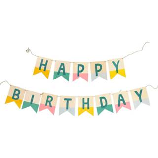 👉 Vlaggen lijn hout unisex Vlaggenlijn Happy Birthday - 8718537538782