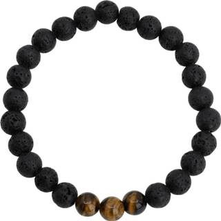 👉 Edelsteen armband lavasteen groot bruin mannen Heren Tijgeroog & (8mm, 21 cm) 7421126001130