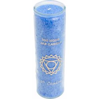 👉 Kaars blauw glas Fair Trade Keel Chakra (5e) Stearine in - (100 Branduren) 7421128606876