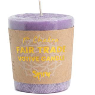 👉 Kaars paars glas Fair Trade Votief Wens Kruin Chakra (7e) - (10 Branduren) 7421125990473