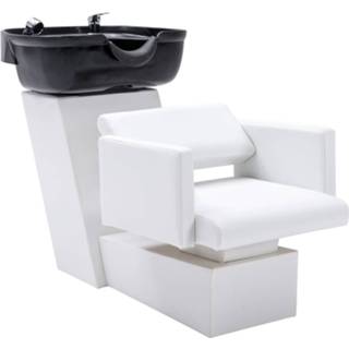 👉 Waskom wit zwart kunstleer Wasstoel met 129x59x82 cm en 8720286605257