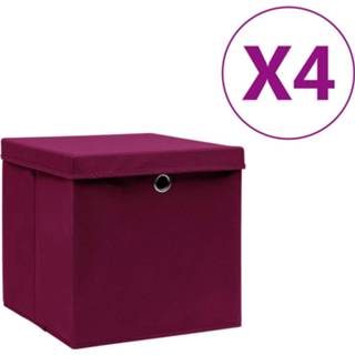 👉 Opbergbox rood Opbergboxen met deksels 4 st 28x28x28 cm donkerrood 8720286087176