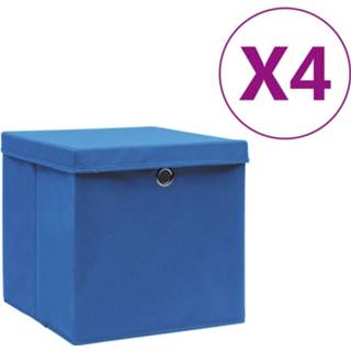 👉 Opbergbox blauw Opbergboxen met deksels 4 st 28x28x28 cm 8720286087138