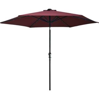 👉 Parasol bordeauxrood met LED-verlichting en stalen paal 300 cm 8720286164389