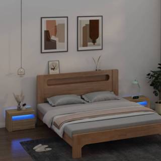 👉 Nachtkastje Nachtkastjes 2 st met LED's 60x35x40 cm sonoma eikenkleurig 8720286589830