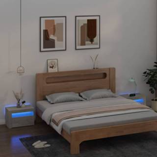 👉 Nachtkastje Nachtkastjes 2 st met LED's 60x35x40 cm betongrijs 8720286589847