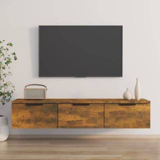 👉 Wandkast hout 102x30x20 cm bewerkt gerookt eikenkleurig 8720287084587