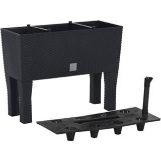 👉 Plantenbak antracietkleurig PP verhoogd 60x25x46 cm rattan 8720287088790